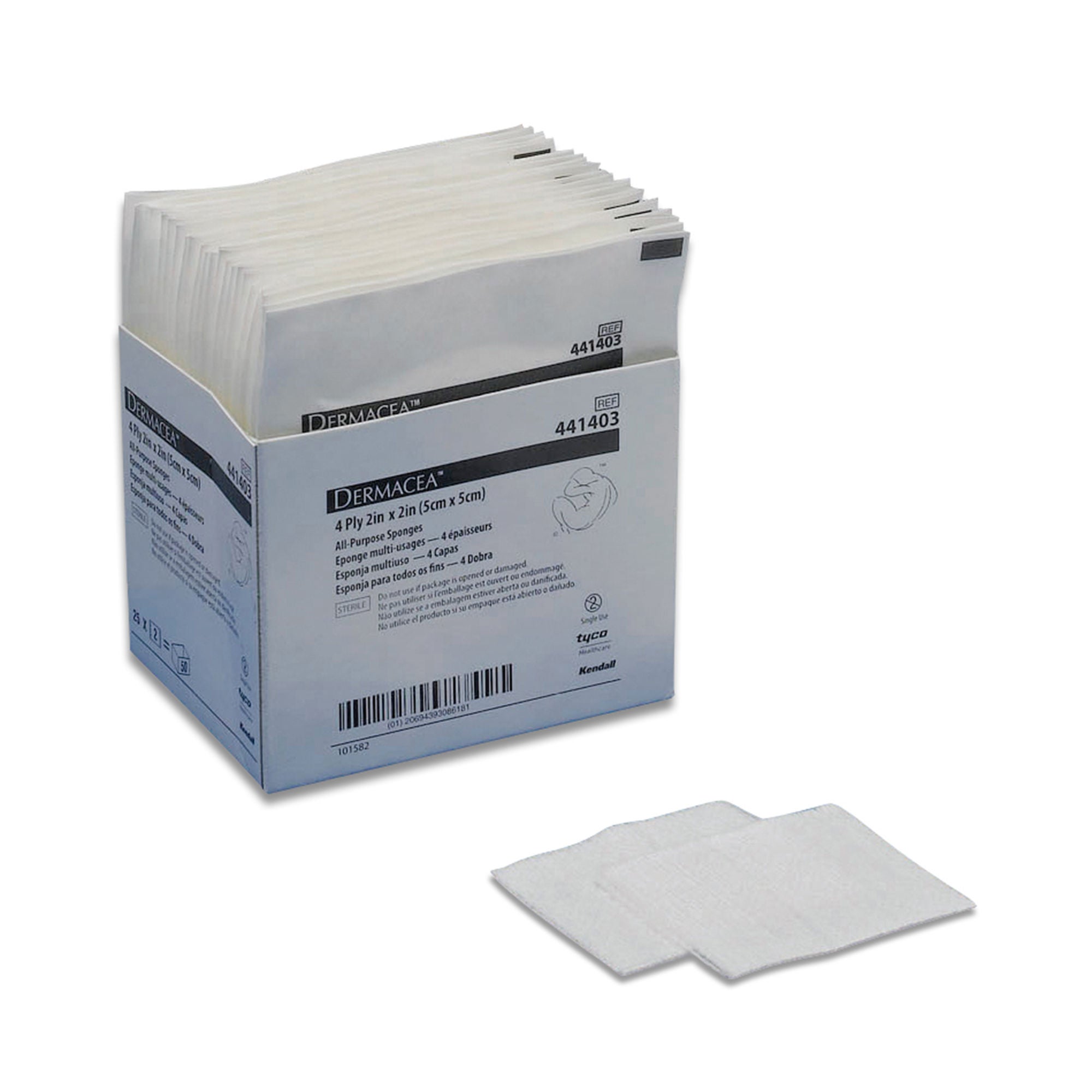 Dermacea™ Sterile Nonwoven Sponge, 2 x 2 Inch, Four-Ply