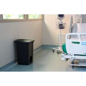 Rubbermaid Commercial, Legacy, 12 gal, Plastic, Black, Square, Receptacle