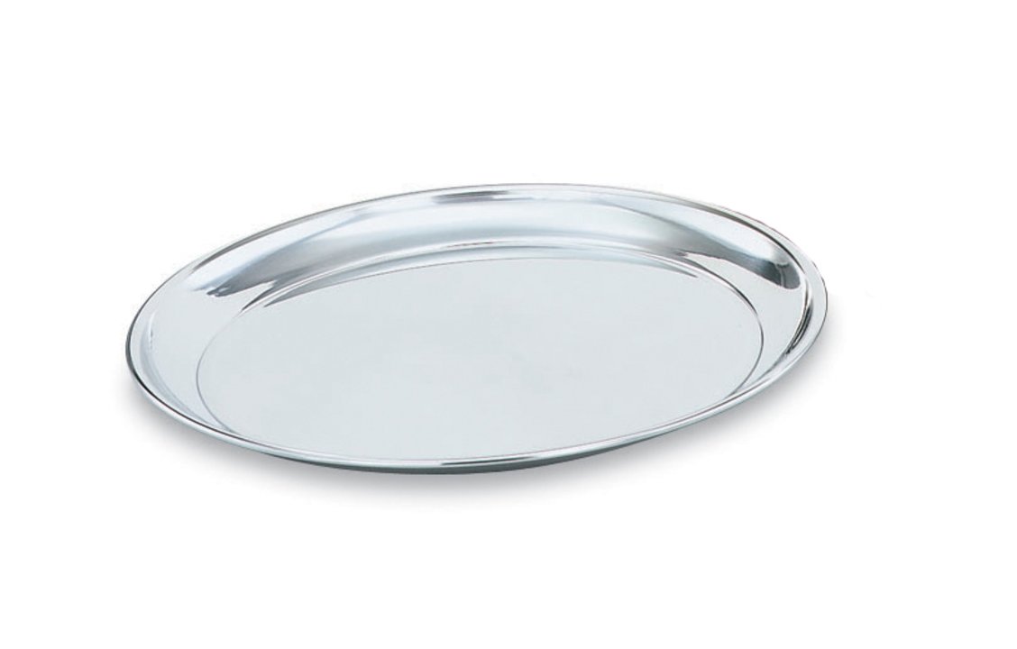 14-inch stainless steel round tray in mirror finish