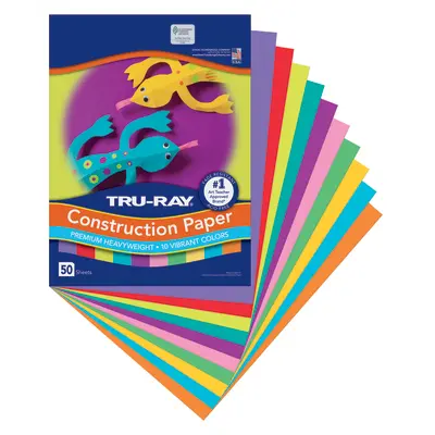 Tru-Ray Construction Paper, 10 Vibrant Colors, 9"x 12", 50 Sheets