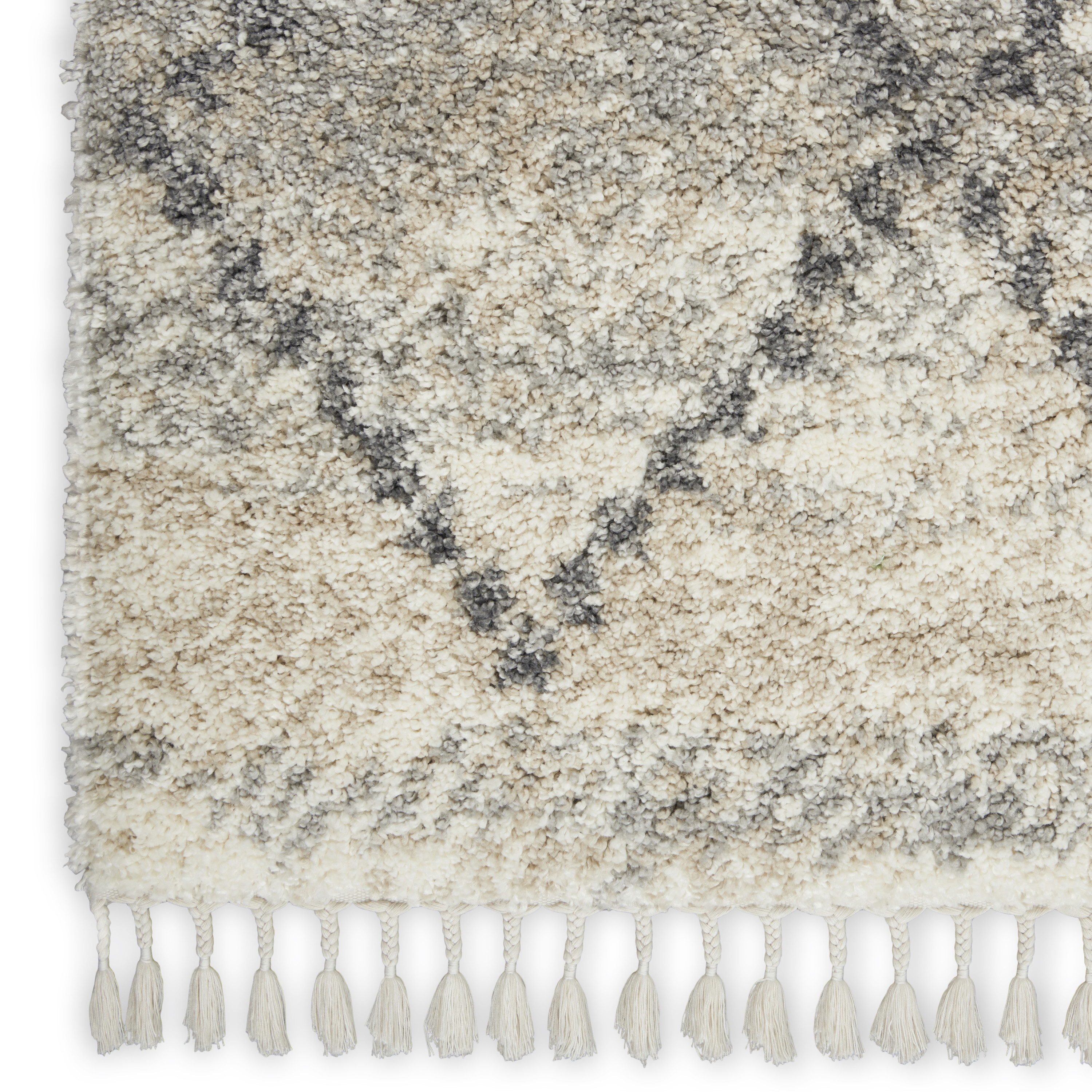 Nourison Oslo Shag 4' x 6' Ivory/Grey Shag Indoor Rug