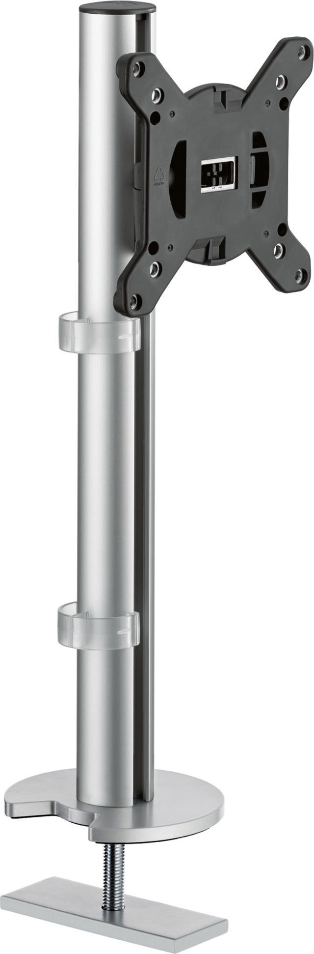 A single monitor arm set with a grommet mount for adjustable, ergonomic monitor display.