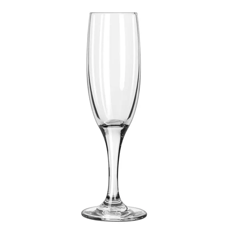 Libbey Embassy 4.5 oz clear champagne flute glass with elegant tapered stem and wide base