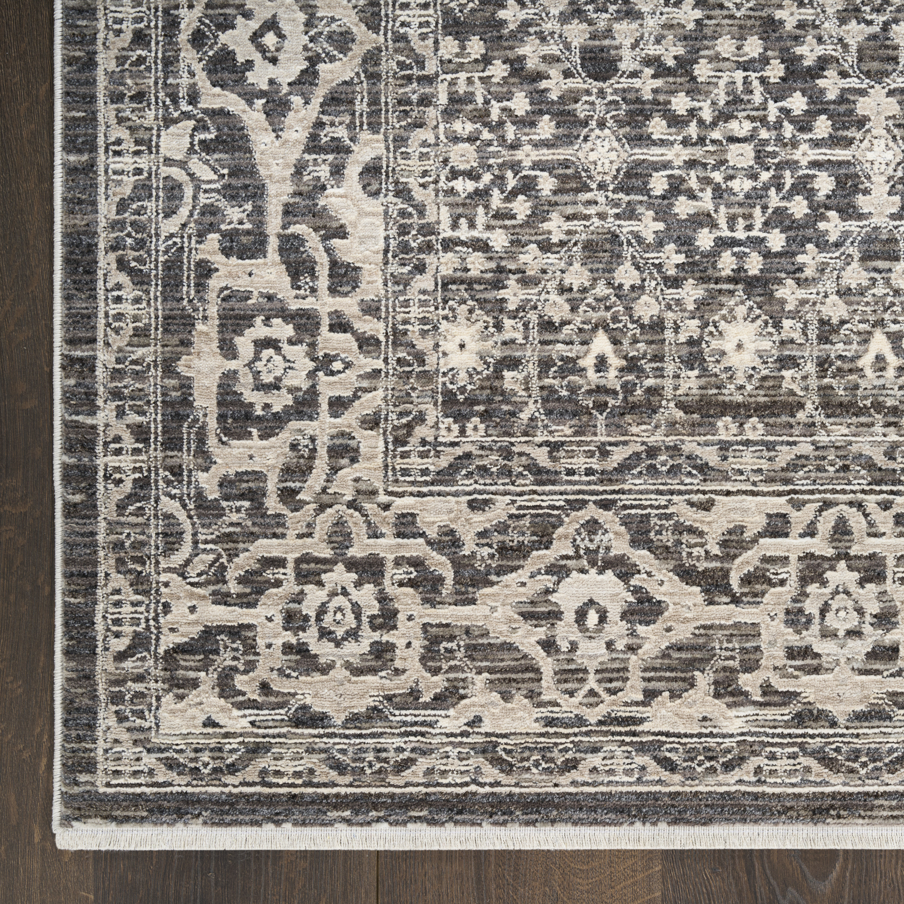 Nourison Shadows 6' x 9' Charcoal Ivory Vintage Indoor Rug