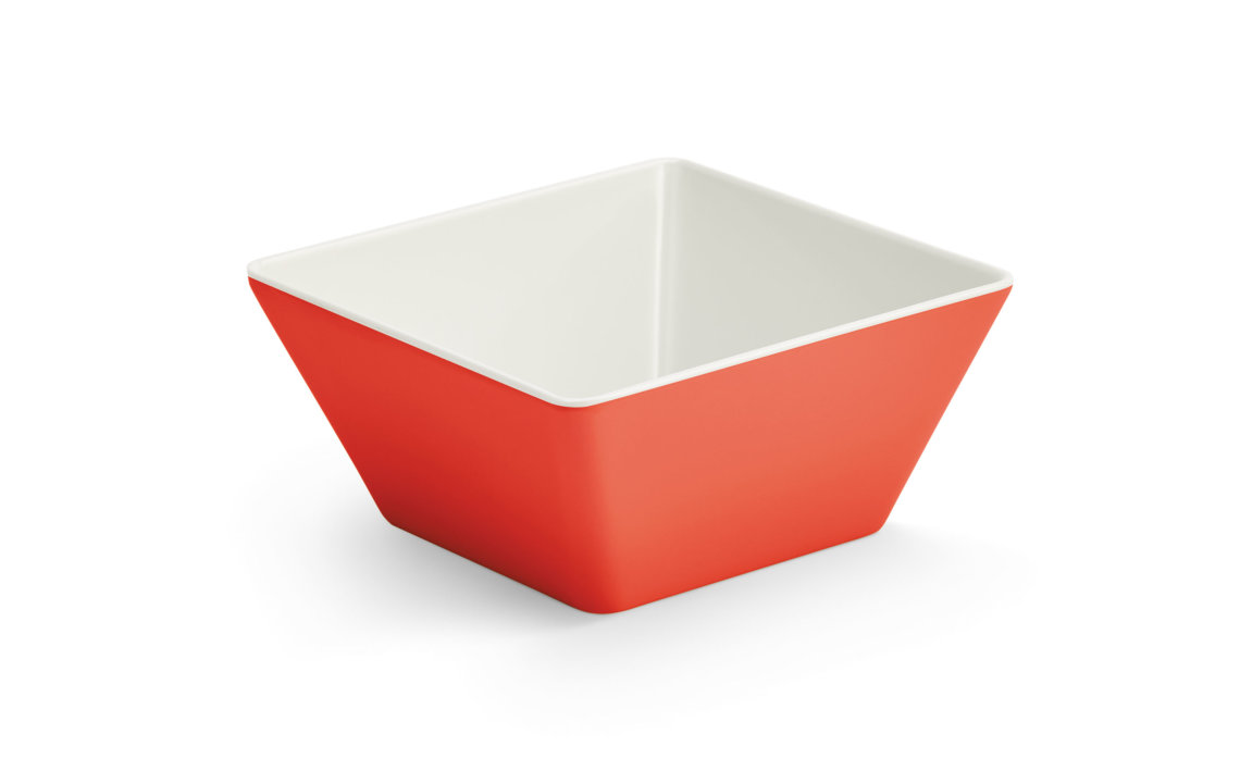 Medium square melamine cubic display bowl in red