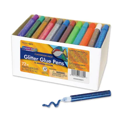 Creativity Street  Glitter Glue Pens, Classroom Pack, Assorted Iridescent & Neon Colors,  0.34 fl. oz., 72 Pens