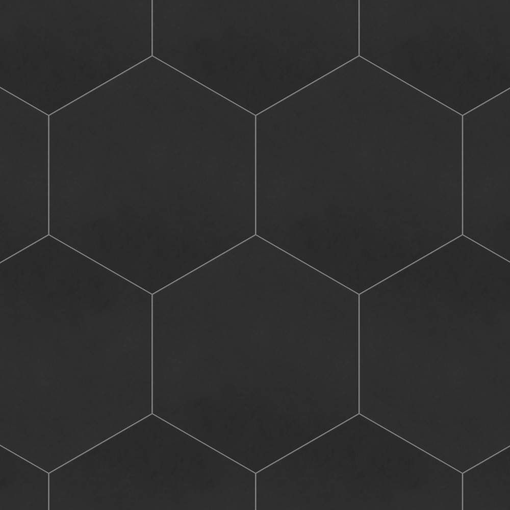 Apini Hex Matte Black 9.13x10.5 Hexagon Porcelain Floor and Wall Digital Pattern