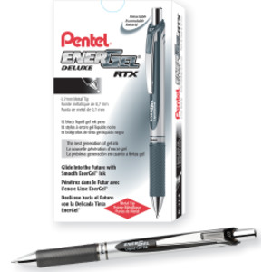 EnerGel RTX Retractable Liquid Gel Pen, (0.7mm) Metal Tip, Medium Line, Black Ink, 1 Dozen