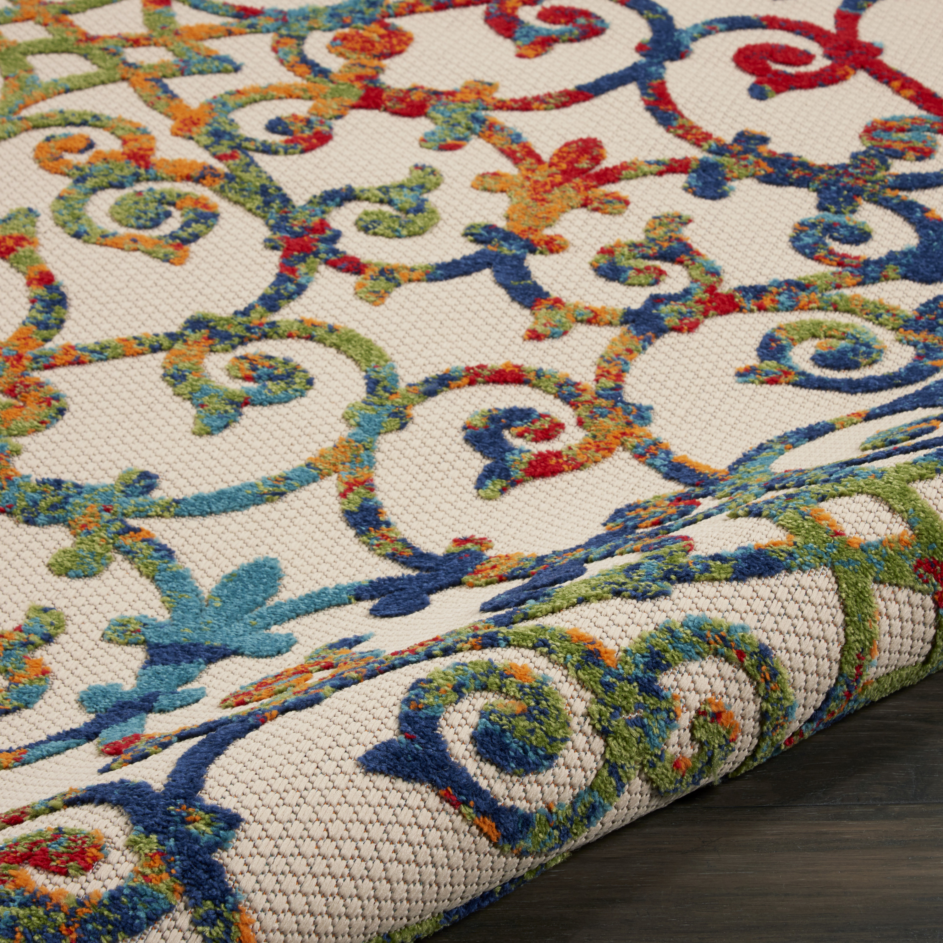 Nourison Aloha 7'10" x Round Multicolor Contemporary Rug