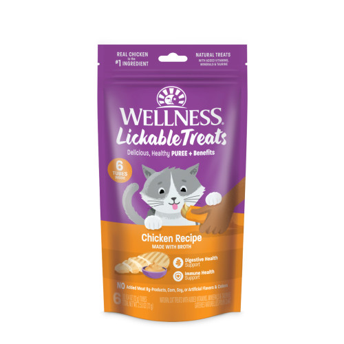 Wellness Lickable Treats Chicken Recipe Made with Broth Front packaging