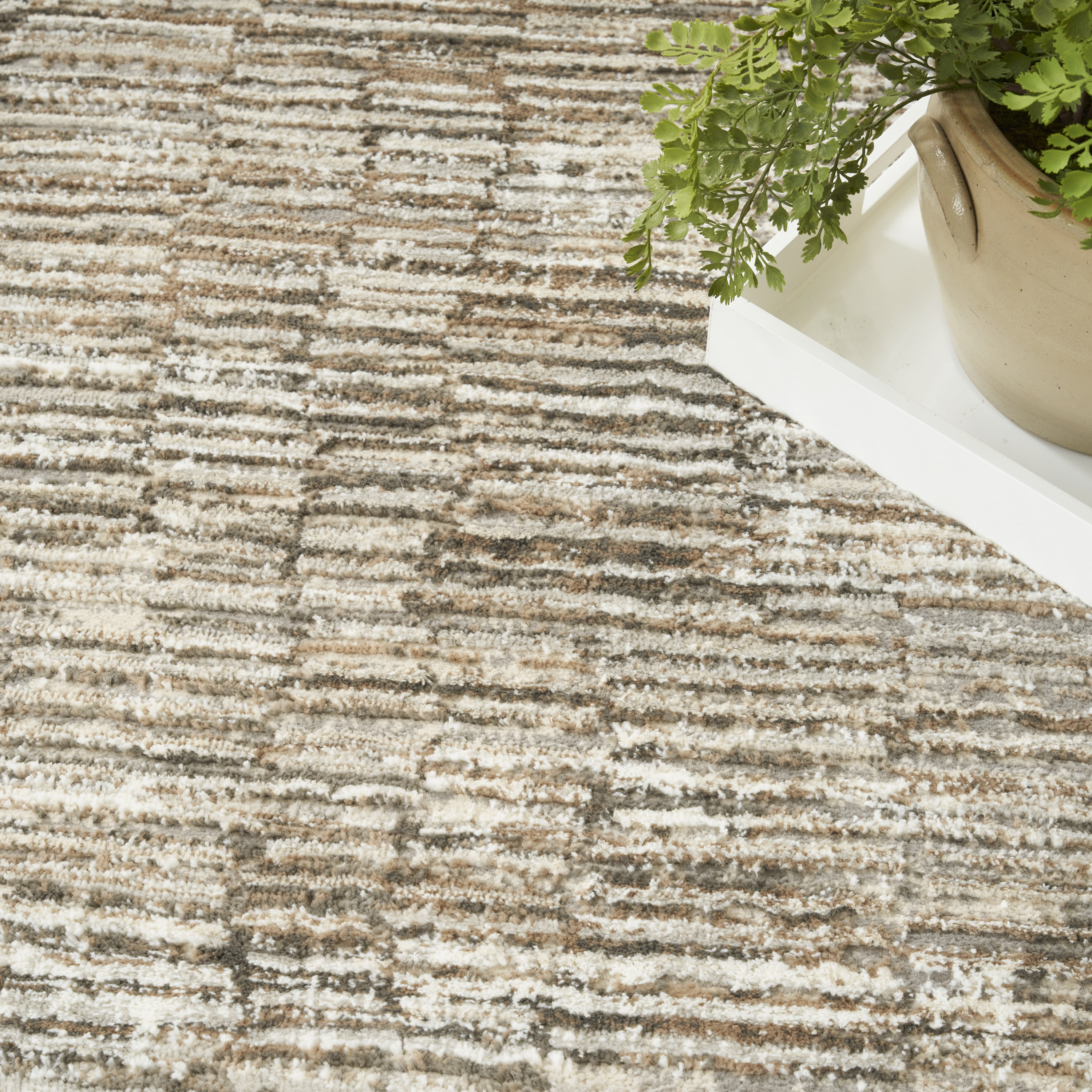 Nourison Sustainable Trends 7'10" x 9'10" Ivory Mocha Modern Indoor Rug