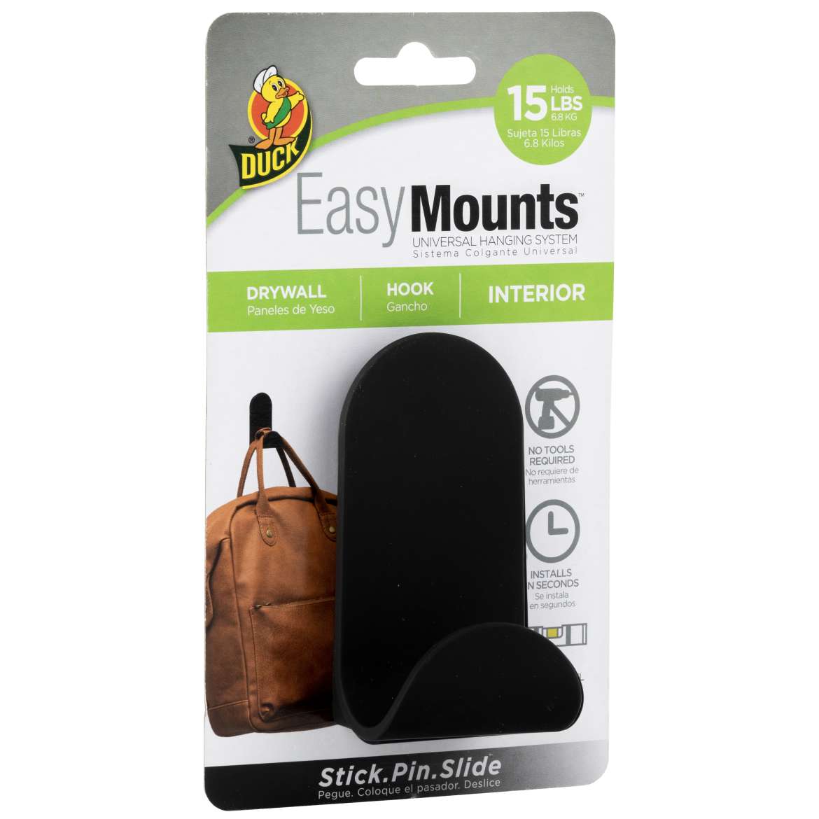Duck® Brand EasyMounts™ Interior Drywall J-Hook – Black
