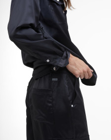Kaylee Satin Cargo Trousers Classic Black