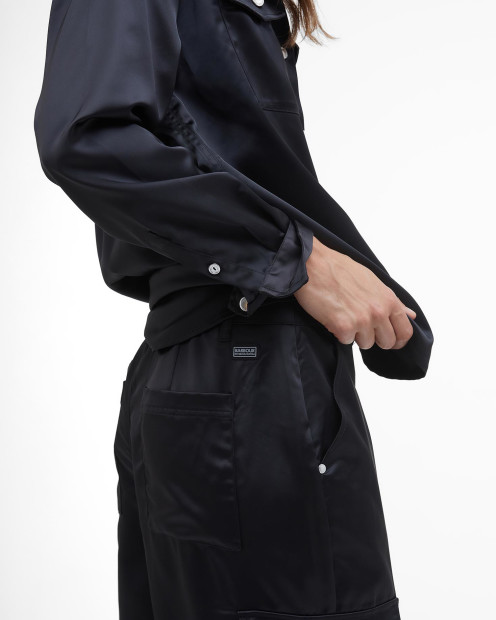 Kaylee Satin Cargo Trousers Classic Black