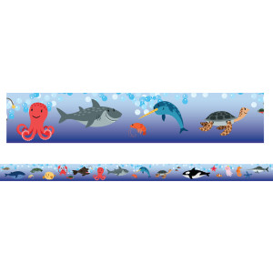 Magnetic Straight Borders/Trims, 1.5" x 24", Sea Life Theme, Pack of 12
