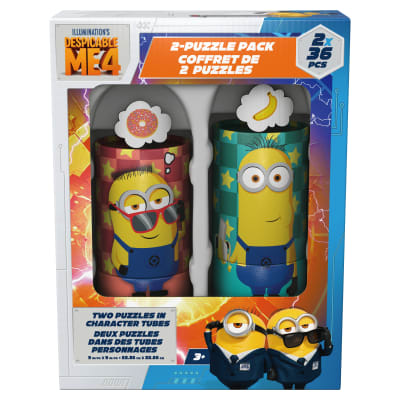 Despicable Me Minions 36-Piece Jigsaw Puzzles Two Pack Bundle with Easy Tube Storage | Despicable Me Minion Toys for Kids 3+