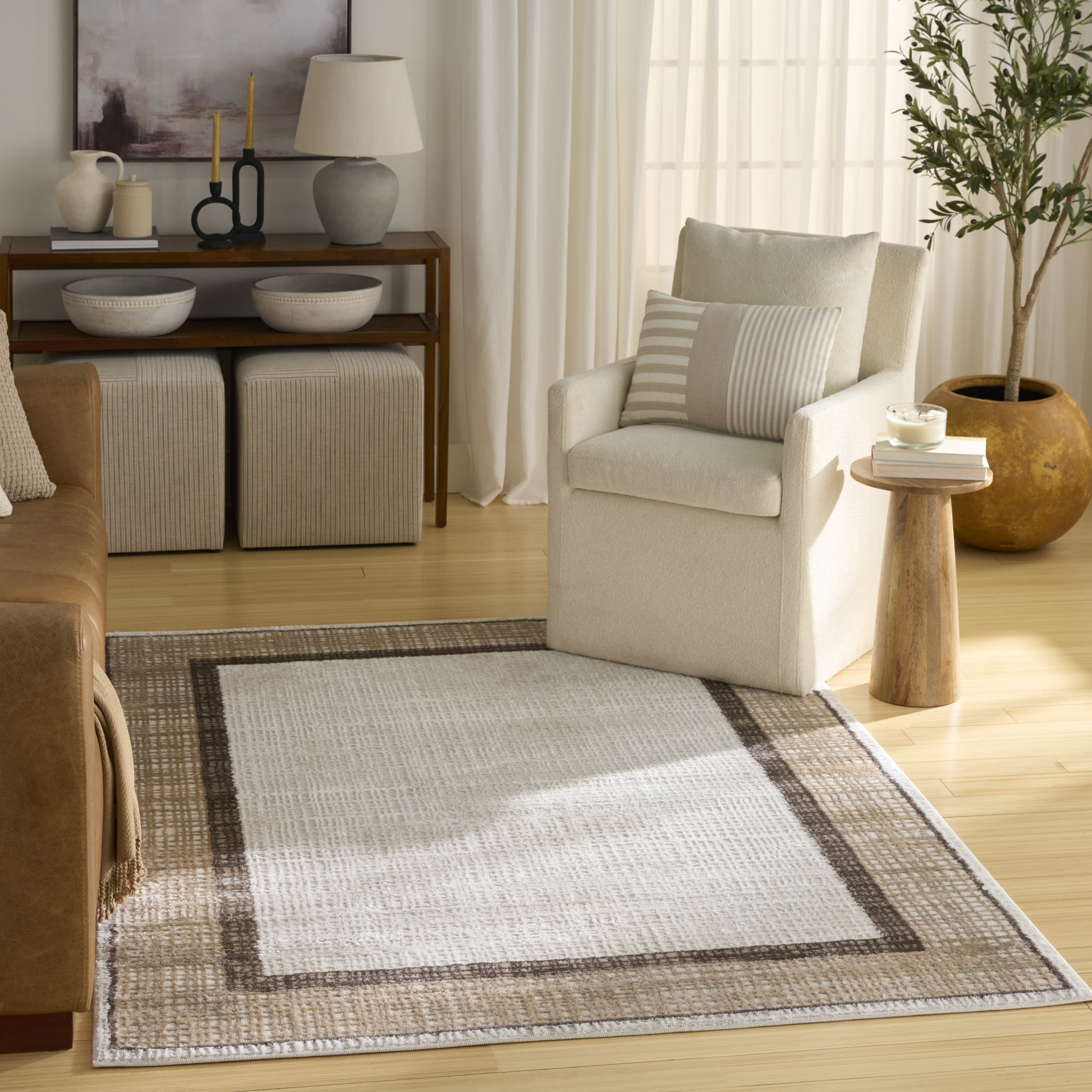 Nourison Dekor 4' x 6' Ivory Brown Modern Indoor Rug