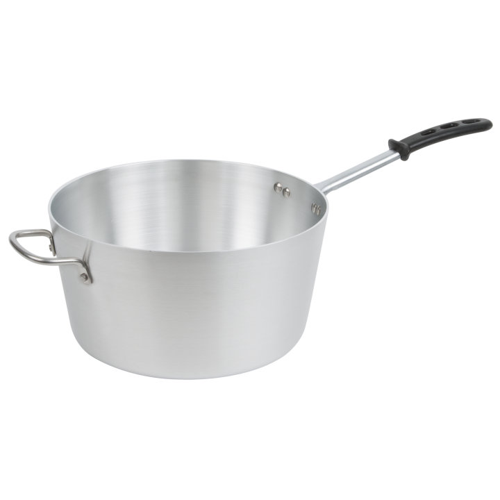 10-quart Wear-Ever® tapered saucepan with natural finish, silicone TriVent handle and helper handle