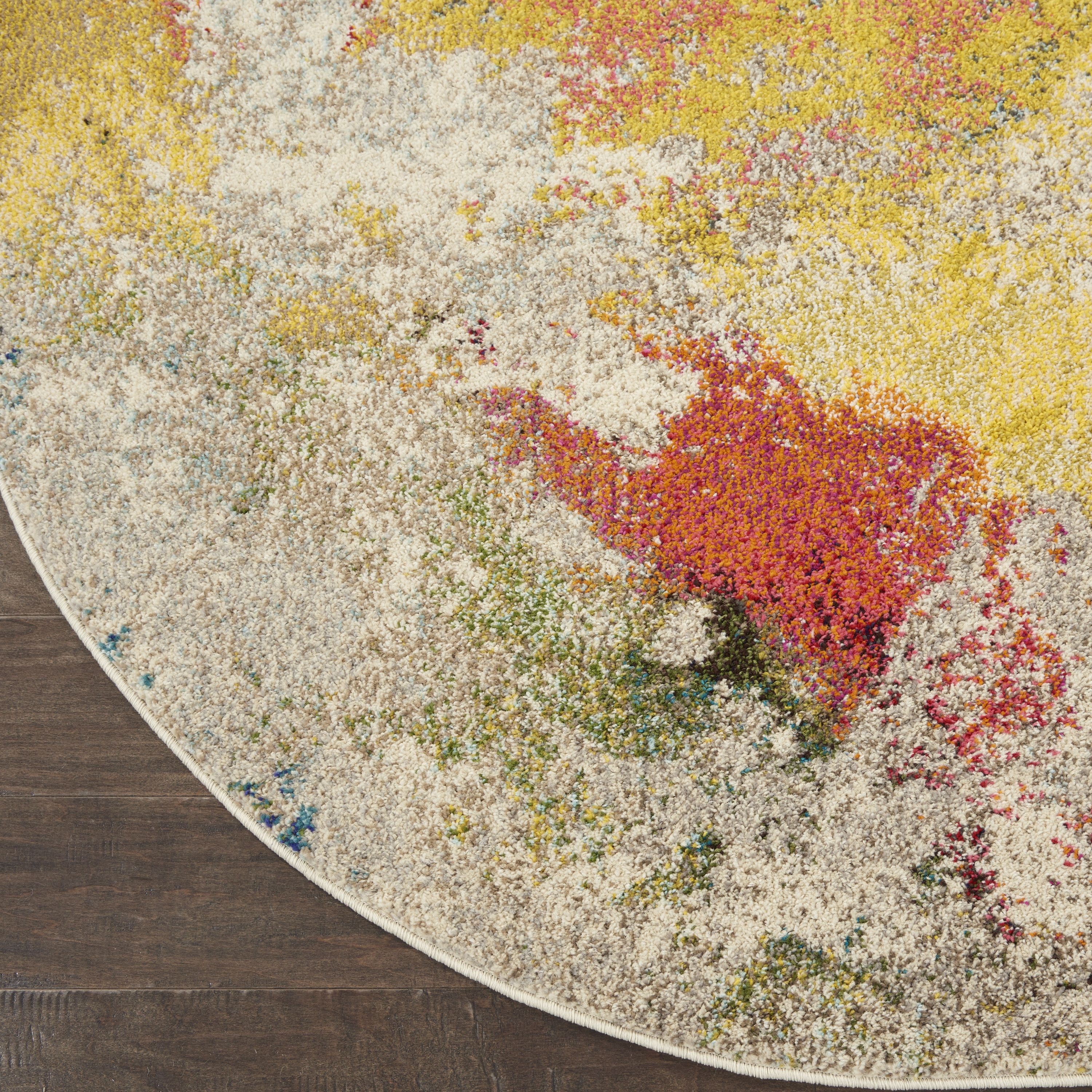 Nourison Celestial 4' x Round Ivory Multicolor Modern & Contemporary Indoor Rug