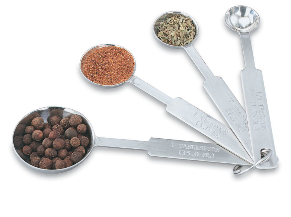 Four-piece round stainless steel measuring spoon set