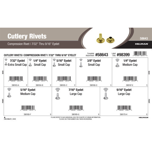 Compression Cutlery Rivets Assortment (7/32