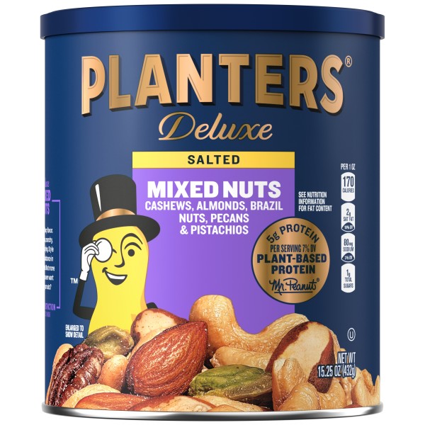 PLANTERS(r) Deluxe Mixed Nuts 12/15.25oz . A1N1 - Front No Plunge In Package (Low Res)