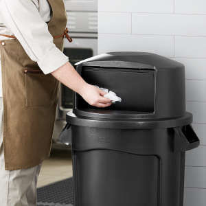 Rubbermaid Commercial, BRUTE, Dome, Resin, Black, Receptacle Lid