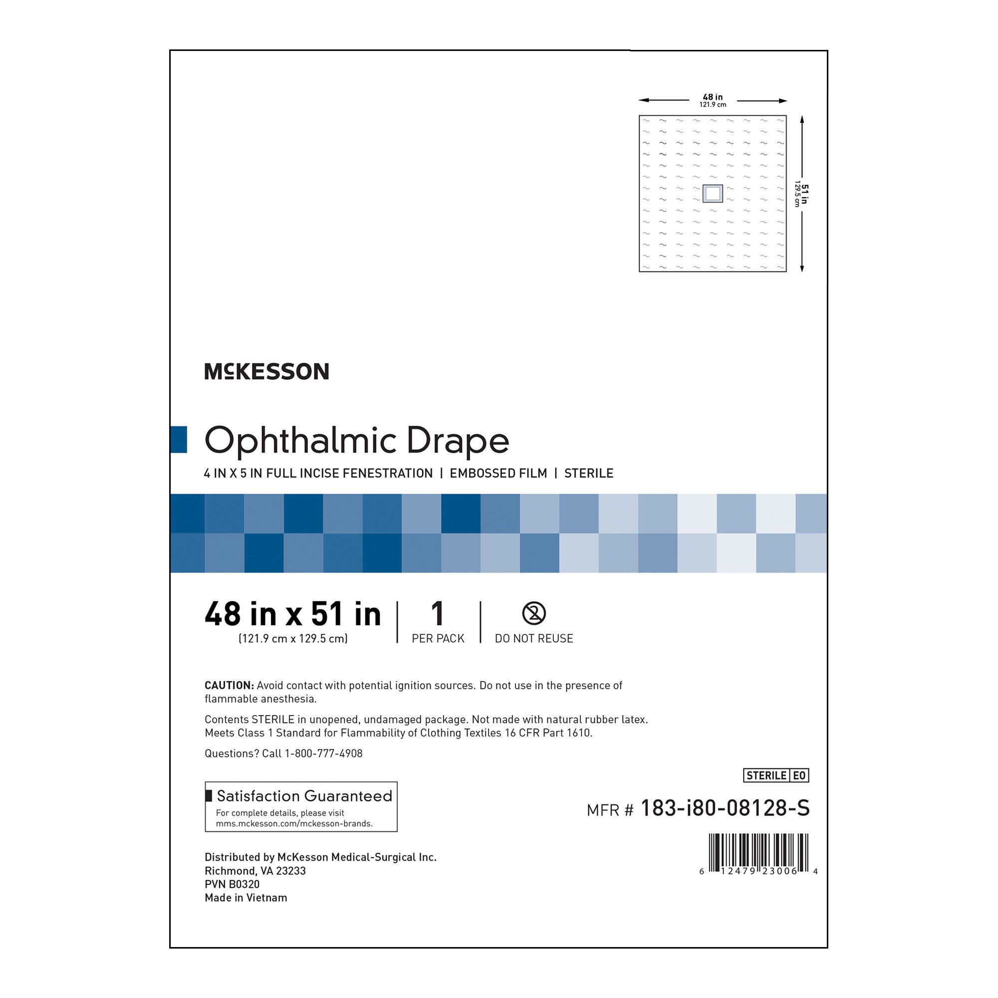 McKesson Sterile Surgical Ophthalmic Drape, 48 x 51 Inch