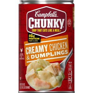 Campbell’s® Chunky® Soup, Creamy Chicken and Dumplings Soup, 18.8 Oz Can (Case of 12)
