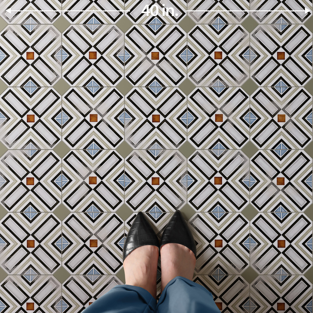 Vaudeville Octagon Deco Ritter 7-7/8 in. x 7-7/8 in. Porcelain Floor and Wall Tile