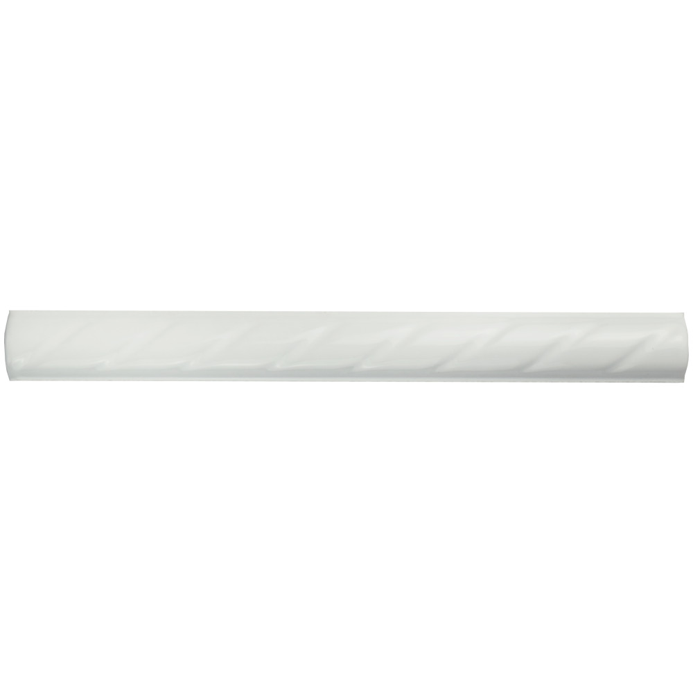 White Rope Pencil 1 in. x 9-3/4 in. Ceramic Wall Trim