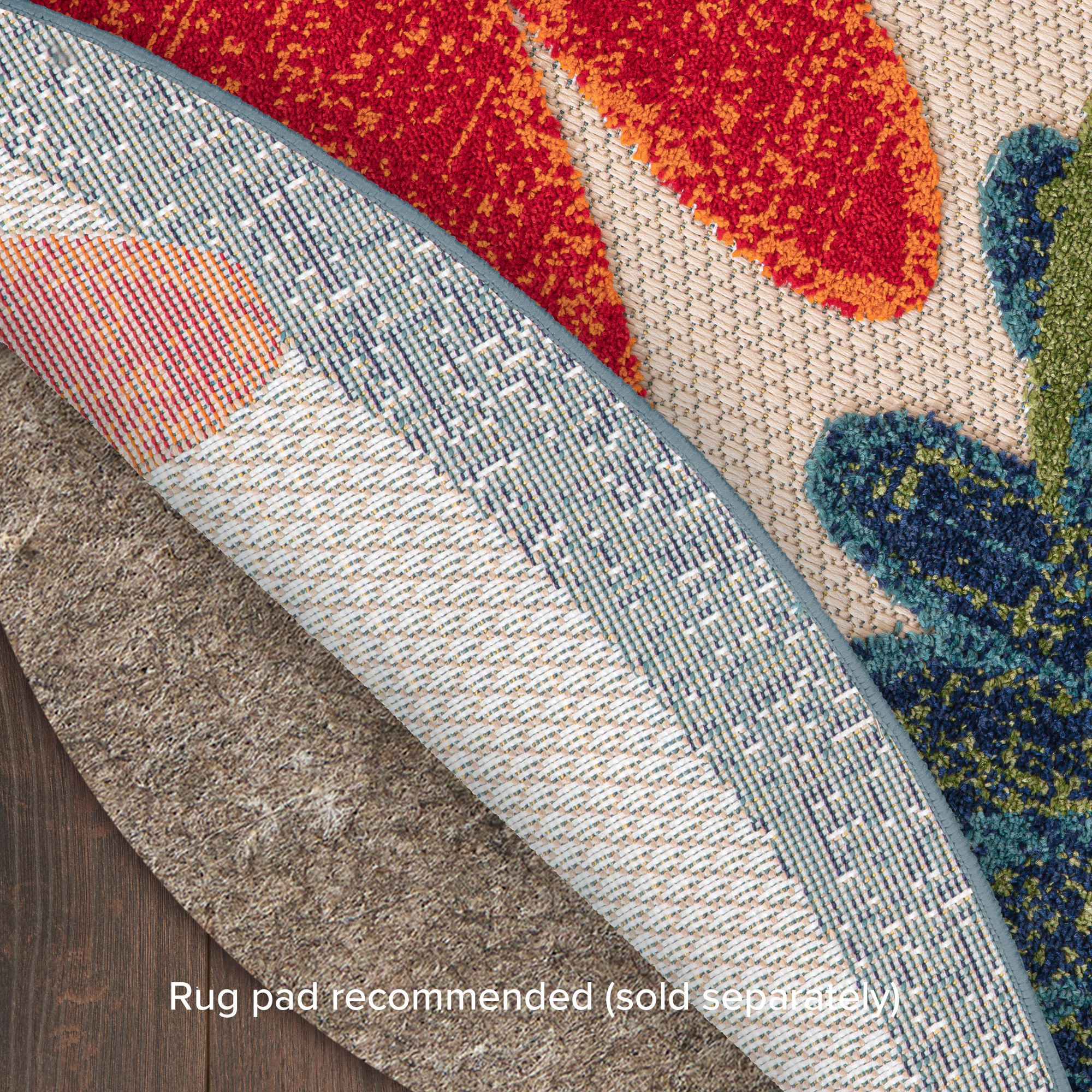 Nourison Aloha 5'3" x Round Ivory Multicolor Outdoor Rug