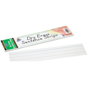 Dry Erase Sentence Strips, White, 1-1/2" X 3/4" Ruled, 3" x 12", 30 Strips