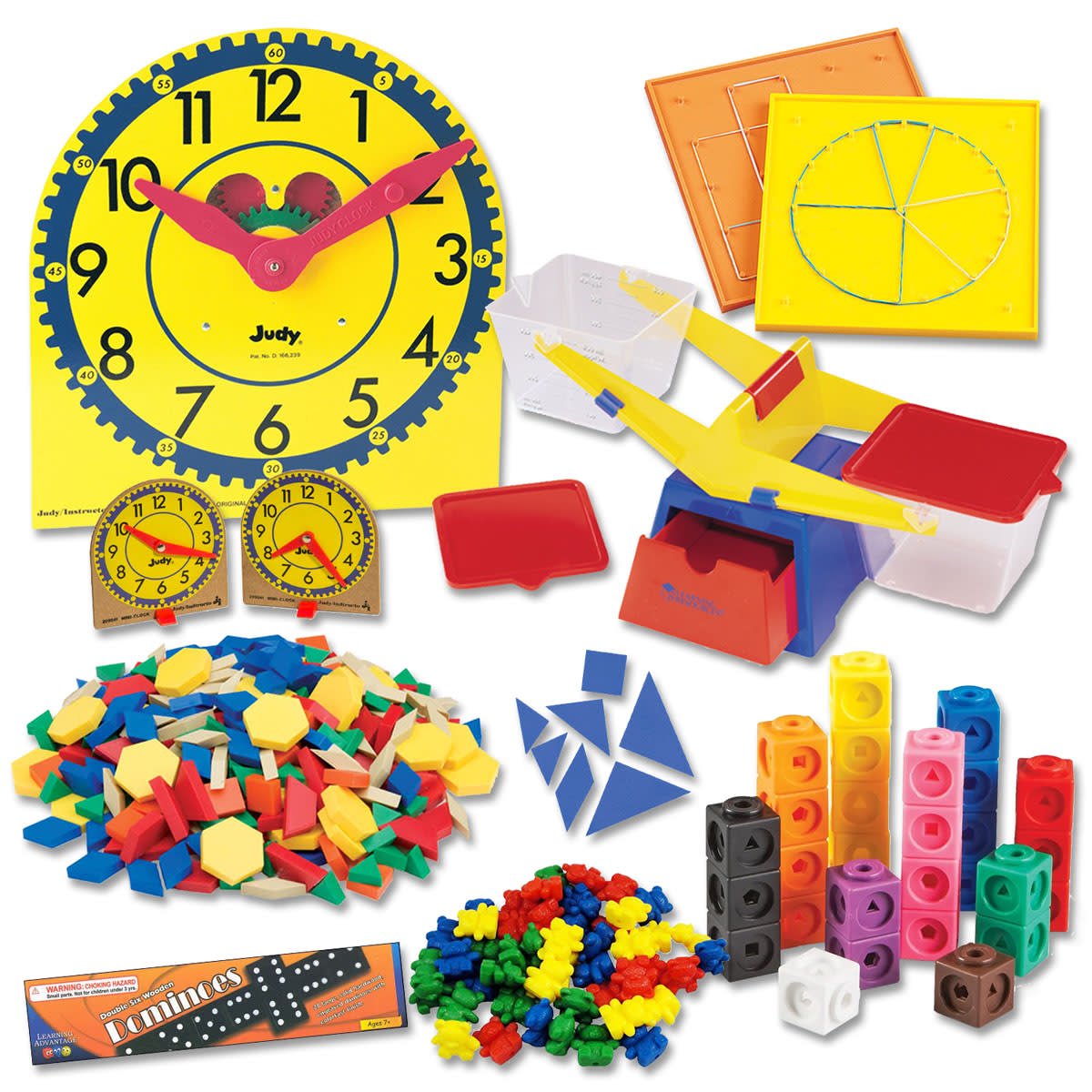 Saxon Math Manipulative Kit K (Plastic Pattern Block Upgrade, Judy Clock, Optional Items)