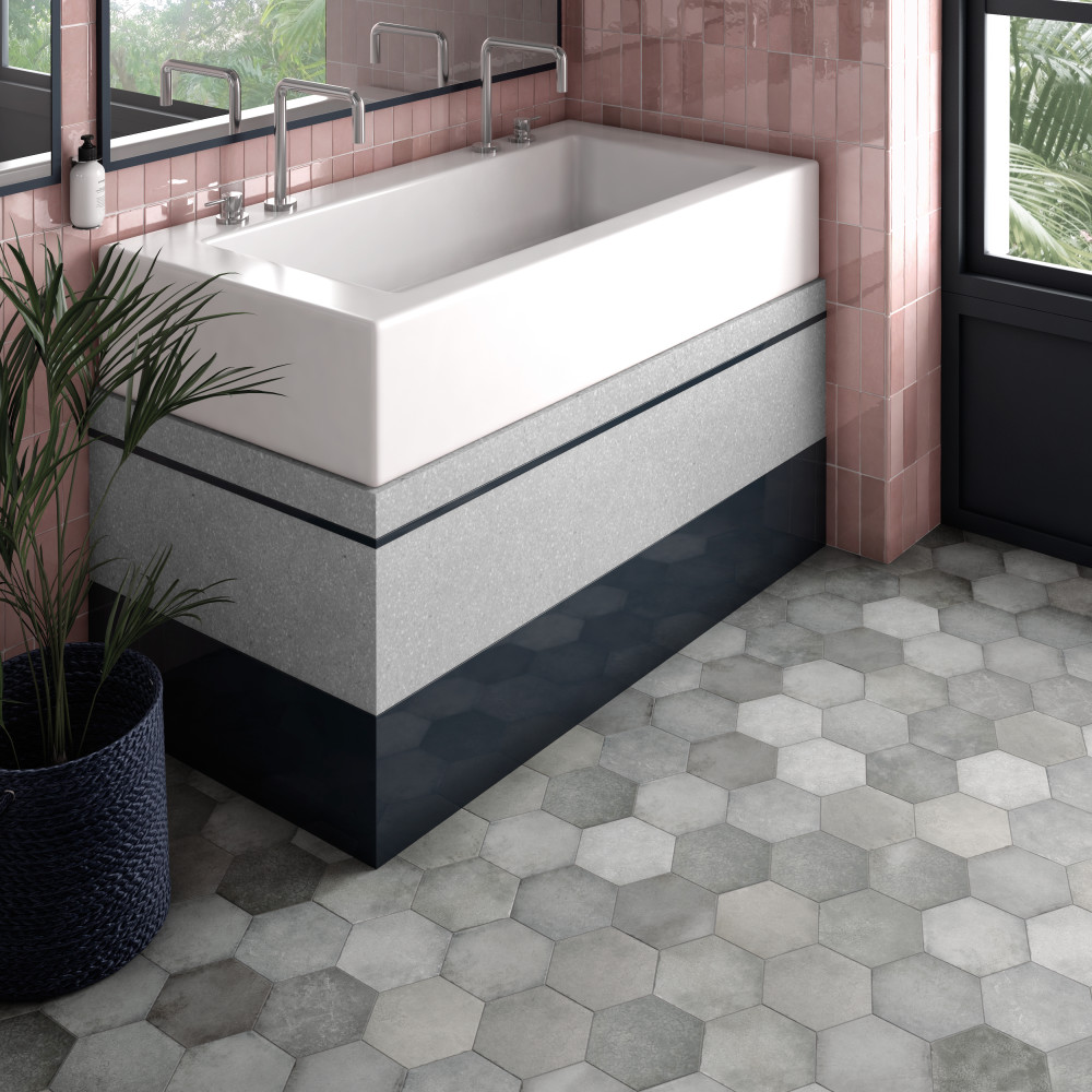 Heritage Hex Shadow 7 in. x 8 in. Porcelain Floor and Wall Tile