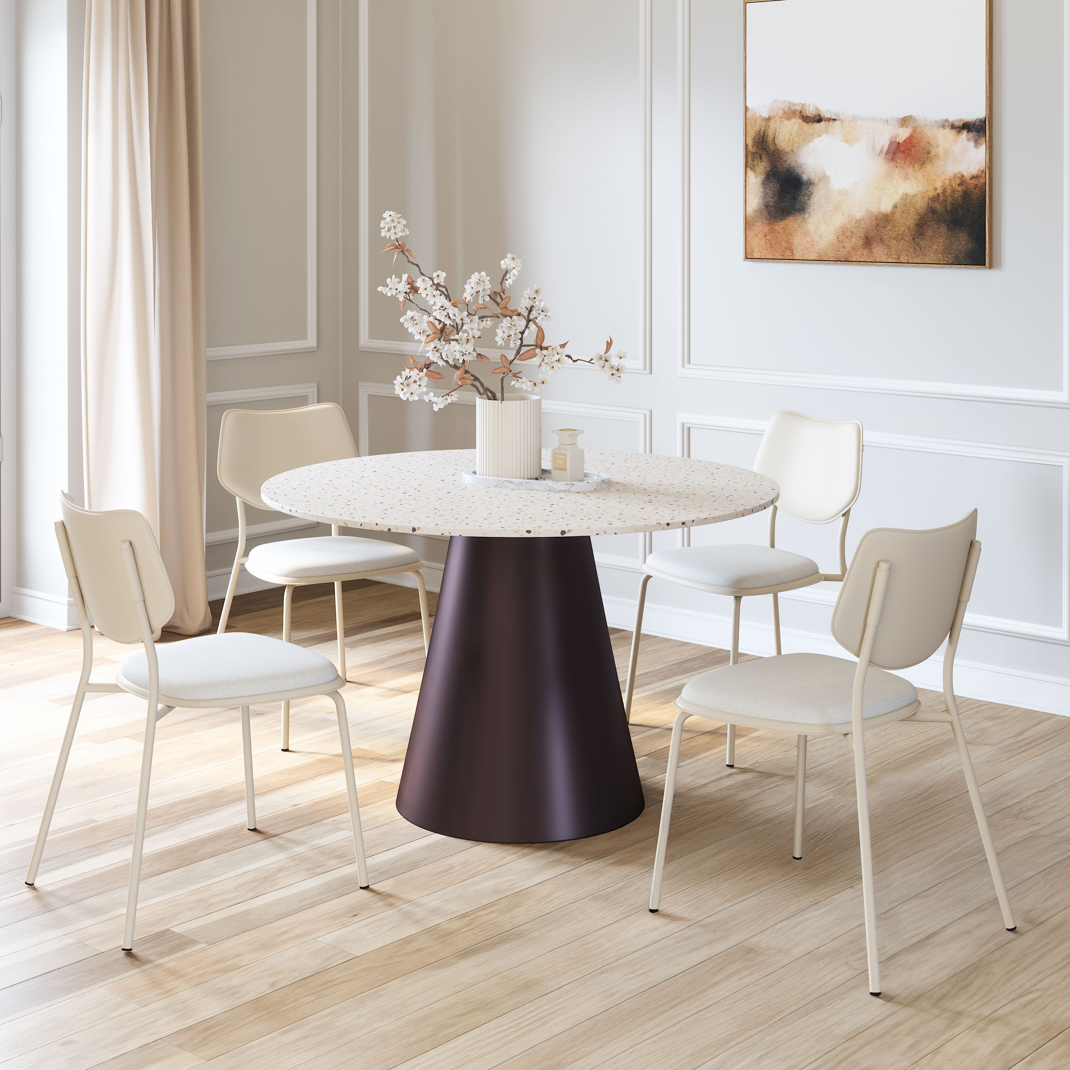 Zeal Dining Chair (Set of 4) Light Gray & Beige product image