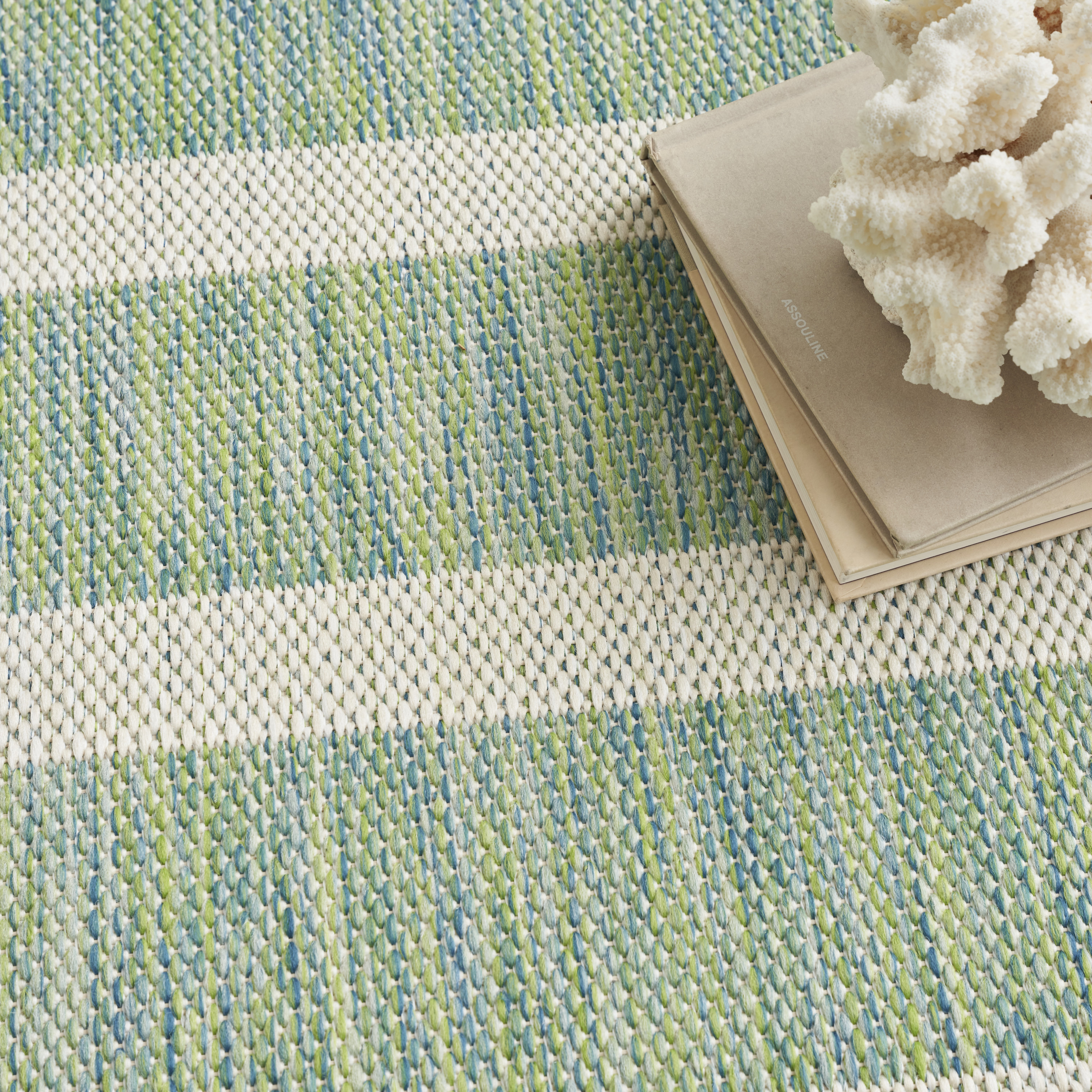 Nourison Positano 8' x Round Blue Green Ivory Modern Rug