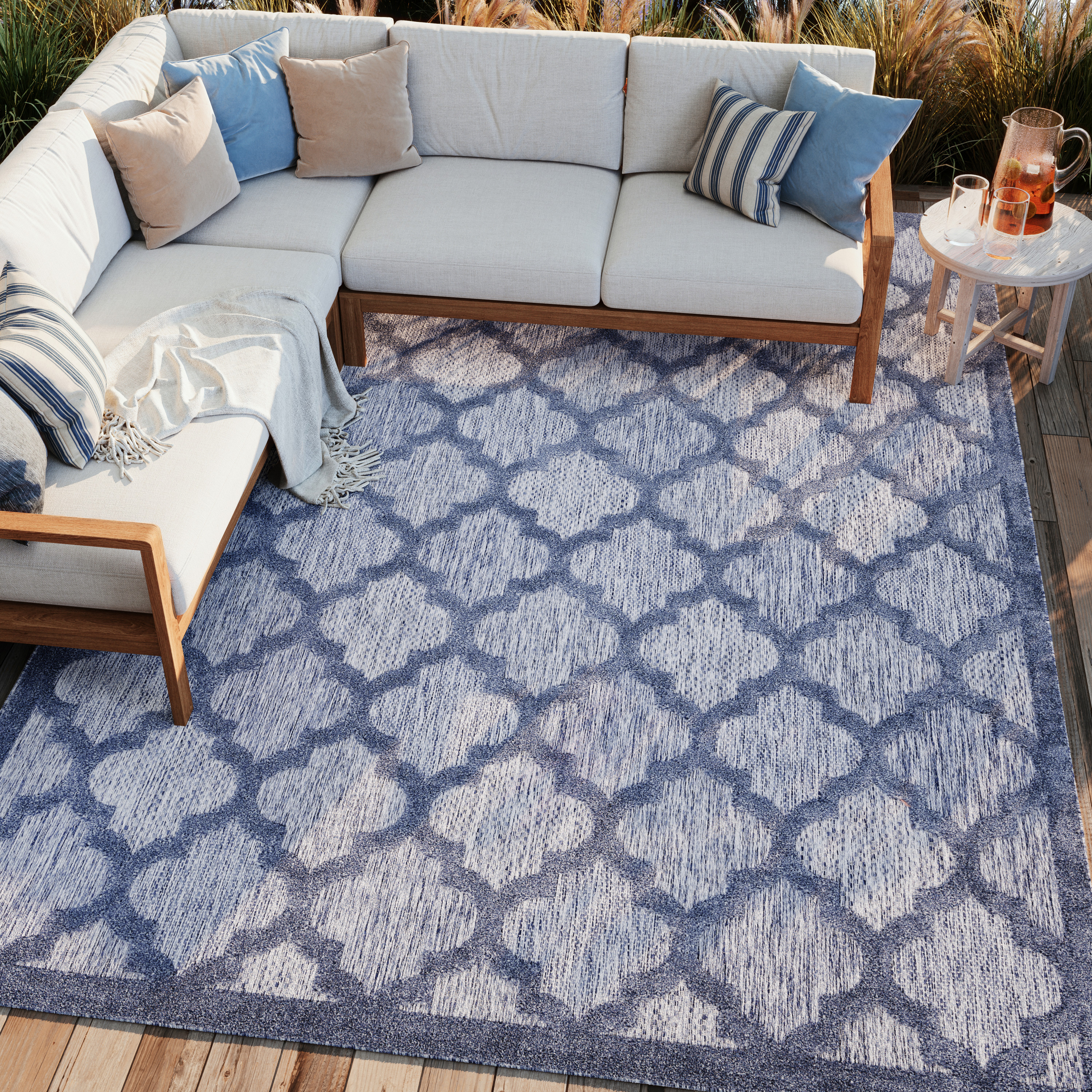 Nourison Easy Care 8' x 10' Denim Blue Modern Rug