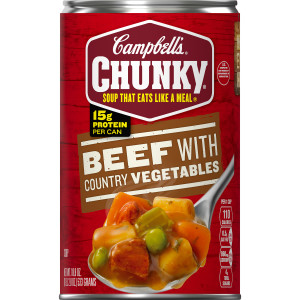 Campbell’s® Chunky® Soup, Beef Soup with Country Vegetables, 18.8 Oz Can (2 Packs of 4 Cans)