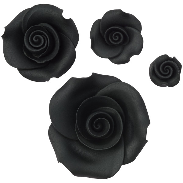 Black Rose Assortment SugarSoft® Premium Edible Decorations
