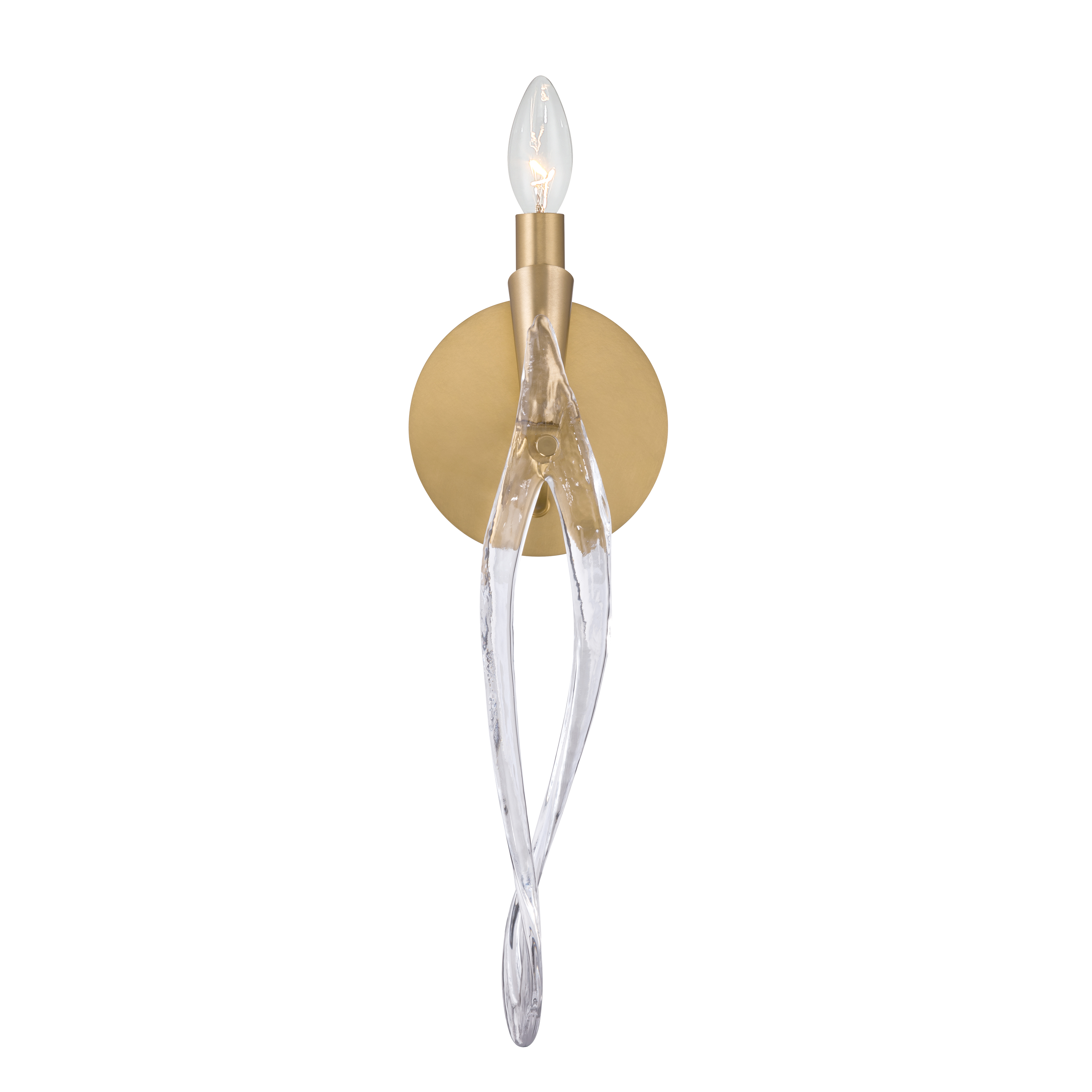 1-Light Wall Sconce - Legacy Brass with Clear Twisted Handmade Glass - alternate view