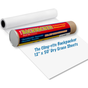 Rollo Backpacker Cling-rite®, hojas perforadas de 12" x 18", 30 hojas de borrado en seco