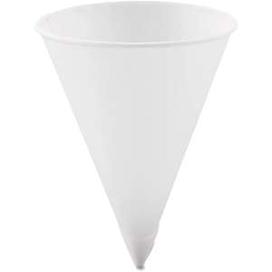 Solo, Cone Water Cups, ProPlanet Seal, Cold, Paper, 4.25 oz, Rolled Rim, White