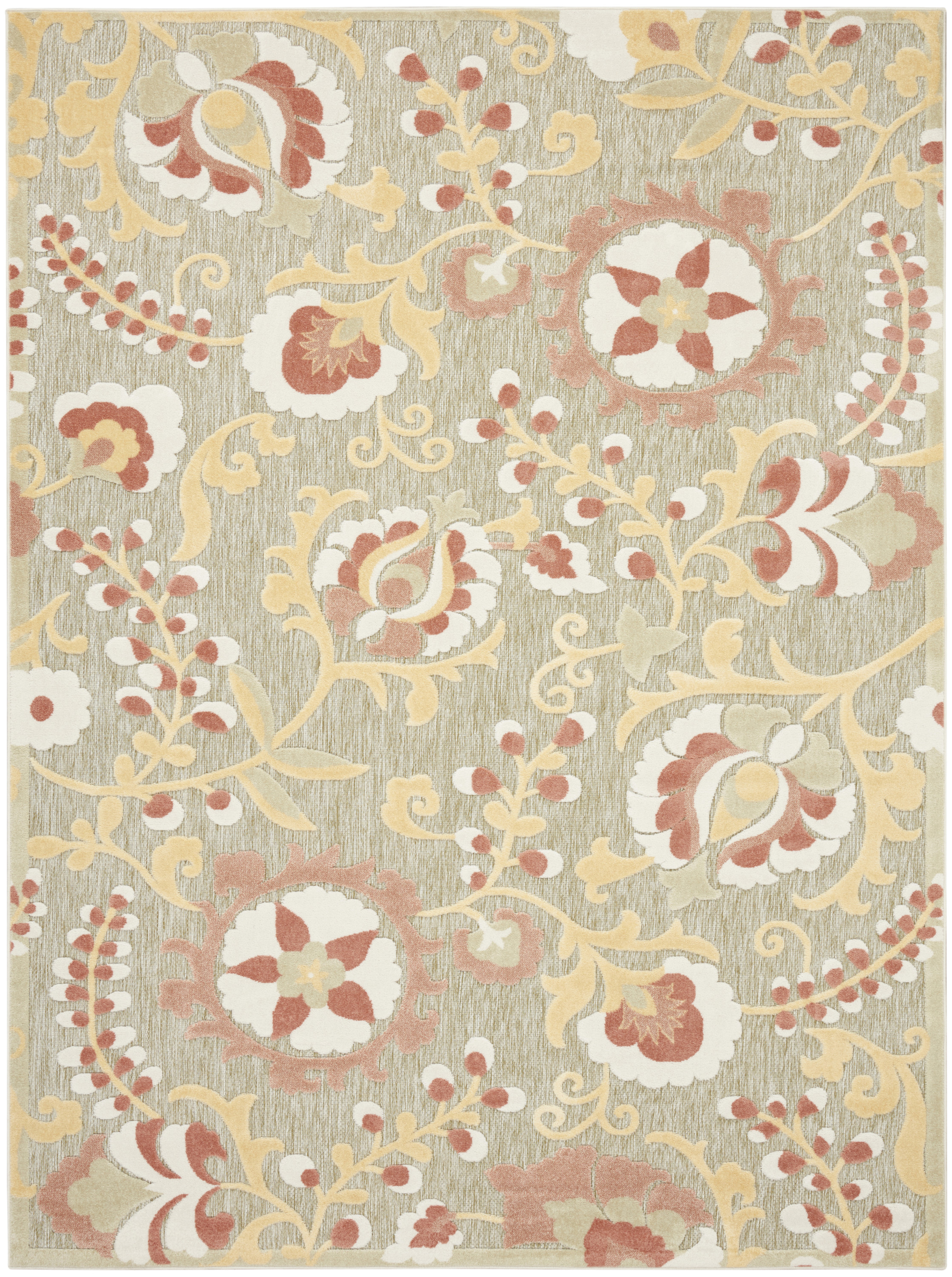 Nourison Aloha 7'10" x 10'6" Sage Rose Farmhouse Rug