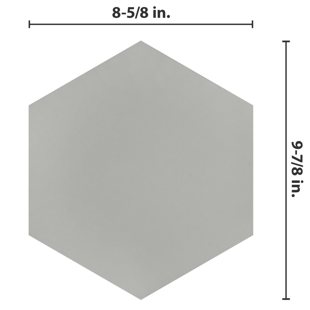 Textile Basic Hex Silver 8-5/8 in. x 9-7/8 in. Porcelain Floor and Wall ...