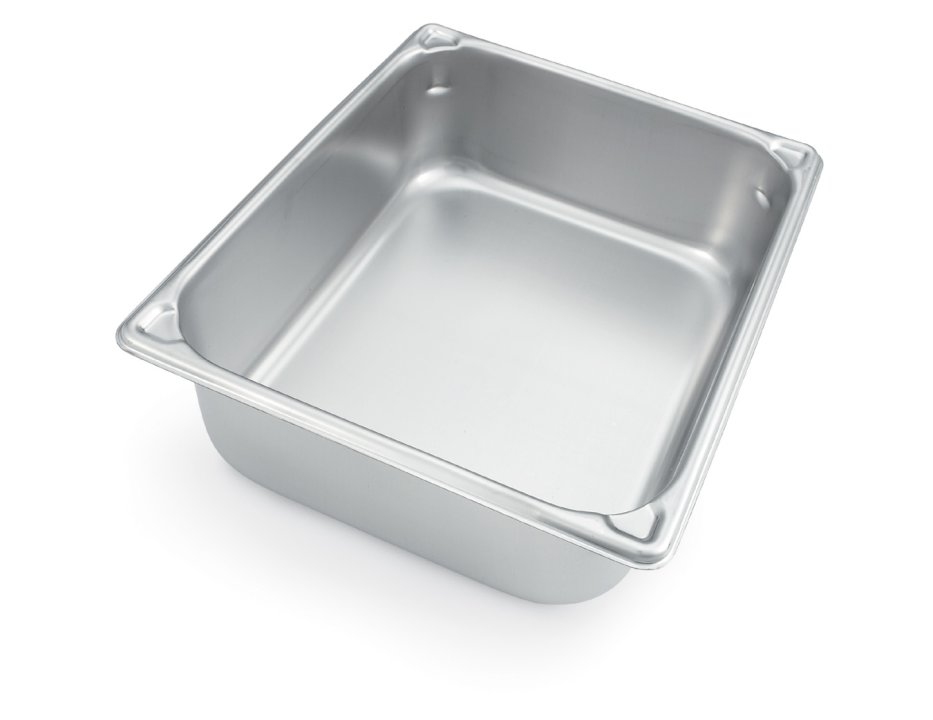 Fourth-size 4-inch-deep Super Pan® heavy-duty stainless steel steam table pan with flat corners
