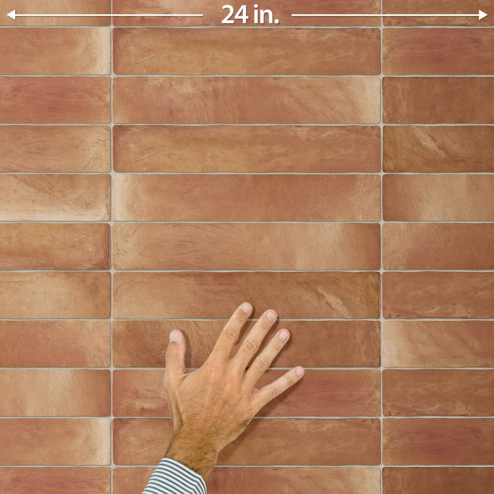 Sentier Brique des Ocres 2-3/8 in. x 14-1/2 in. Porcelain Floor and Wall Tile