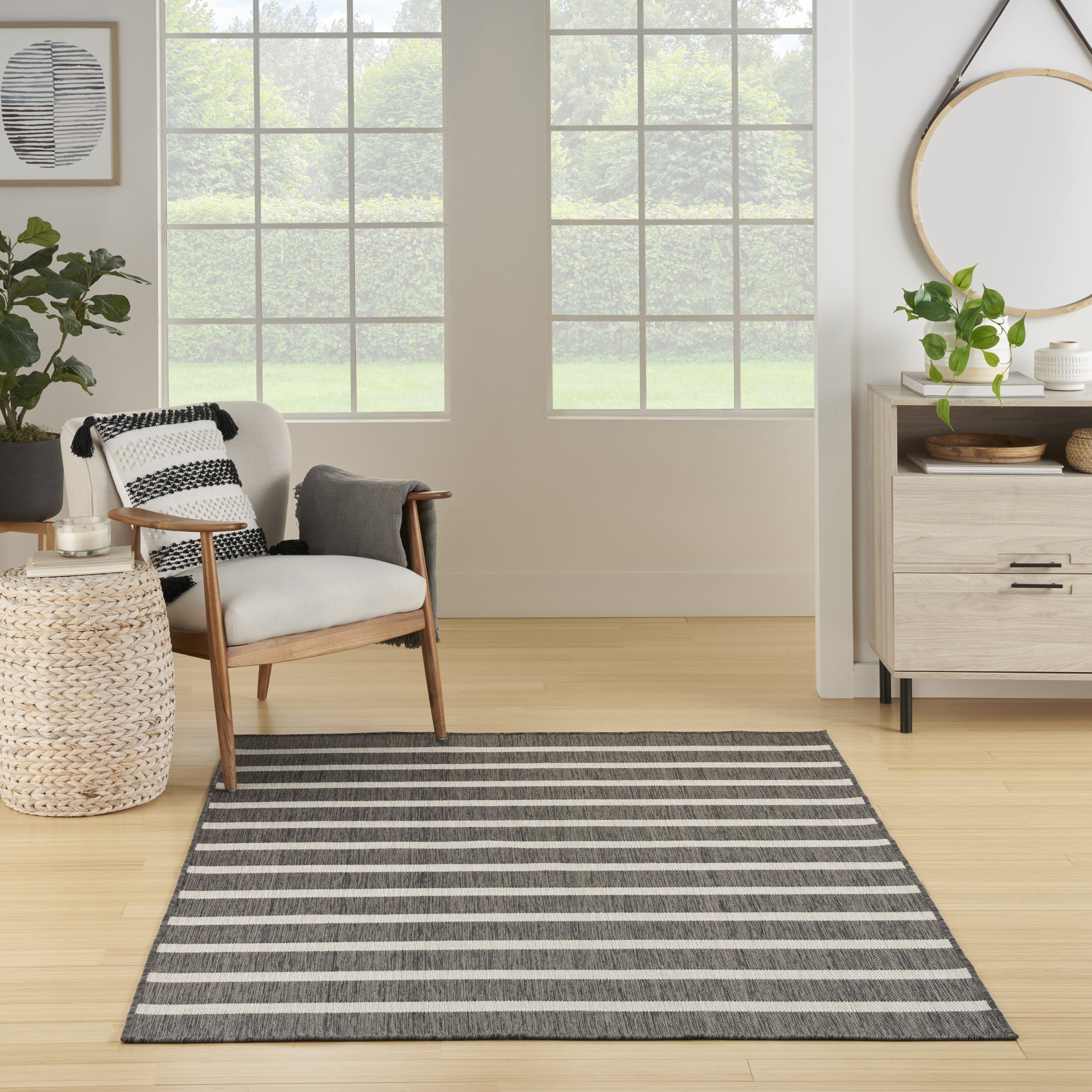 Nourison Positano 7' x 10' Charcoal Ivory Modern Rug