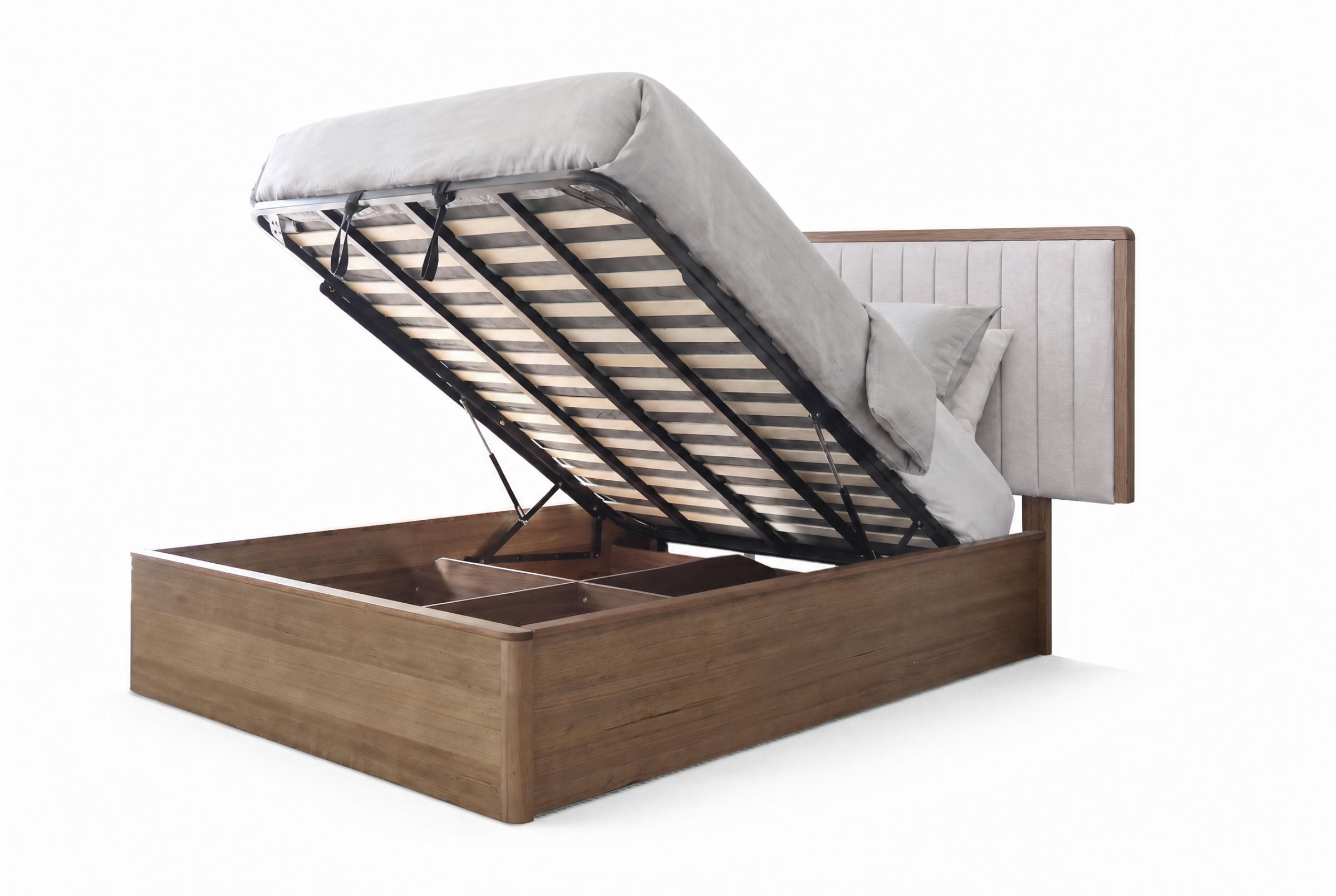 Product image of the  Clifton Bed Frame, Gas Lift Base, Smoked Oak from Forty Winks