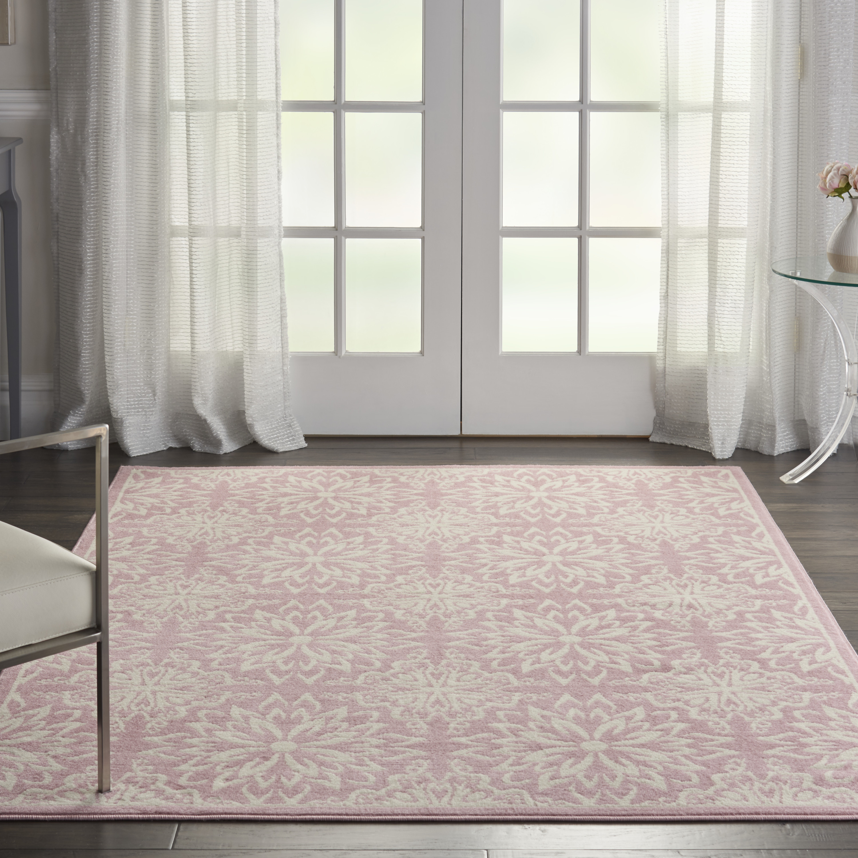 Nourison Jubilant 6' x 9' Ivory Pink Farmhouse Indoor Rug